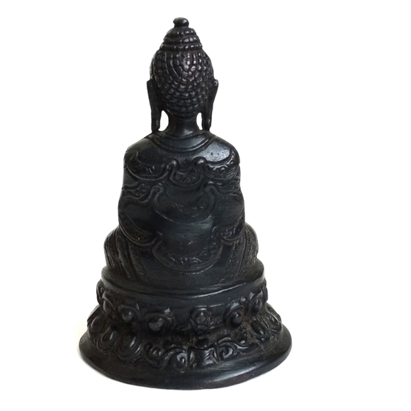 Antique Brass Bronze 4" Sitting Buddha on Lotus - Picture 3 of 11